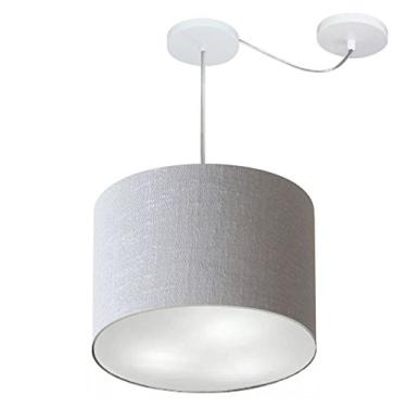 Imagem de Lustre Pendente com Desvio de Centro Cúpula Tecido 40x30 cm, Vivare Iluminação, Pendente4237 CZ, Cinza, Médio