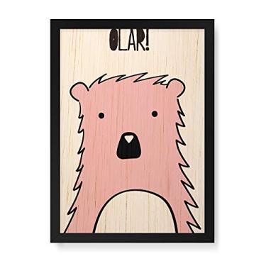 Imagem de Arte Maníacos Quadro Decorativo em Madeira Urso Olar - 23x16,25cm (Moldura caixa em laca preta)