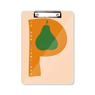 Imagem de P alfabeto pera fruta linda estampa prancheta pasta bloco de escrita placa de suporte A4