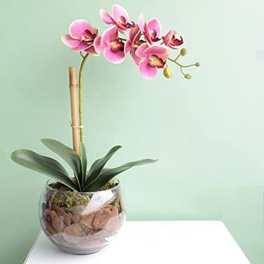 Imagem de Arranjo de Orquídea Artificial Rosa no Vaso Transparente Médio | Linha Permanente Formosinha