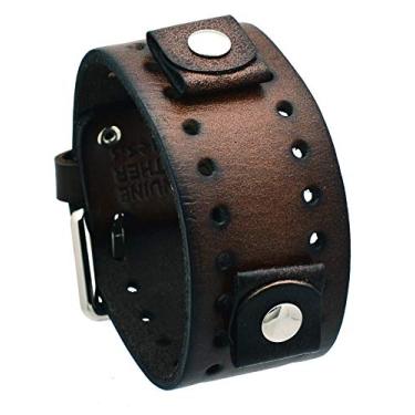Imagem de Nemesis BN-BB Pulseira de couro marrom escuro com punho largo