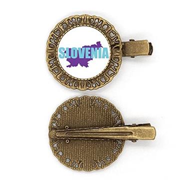 Imagem de Mapa da Eslovênia Europa Art Deco presente moderno grampo de cabelo prendedor de cabelo