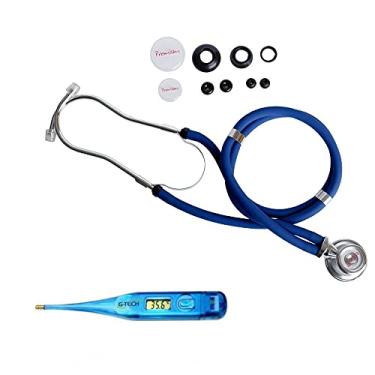 Imagem de Kit Estetoscópio Clinico Premium + Termometro Digital Axilar (Azul)
