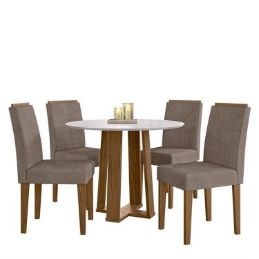Imagem de Mesa de Jantar Isabela 100x100 com 4 Cadeiras Amanda - PR Móveis