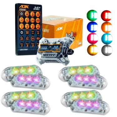 Imagem de Kit Strobo RGB AJK Rítmico 3.0 + 8 Faróis 6W