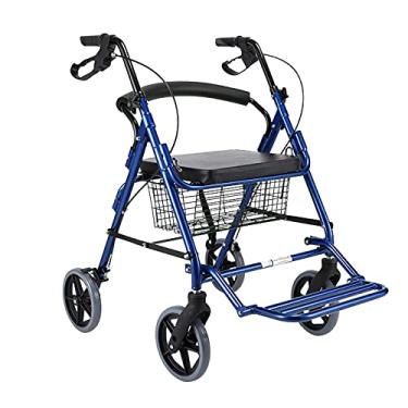 Imagem de Andador com 4 rodas para idosos e deficientes Andarilho dobrável e ajustável em altura Auxiliar de caminhada com cesto e assento acolchoado Duplique o conforto hopeful