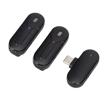Imagem de Microfone de lapela lapela sem fio profissional, microfone lapela 2,4 para smartphones, redução de ruído 1 para 2 tipo C, mini microfone de lapela sem fio para gravação de