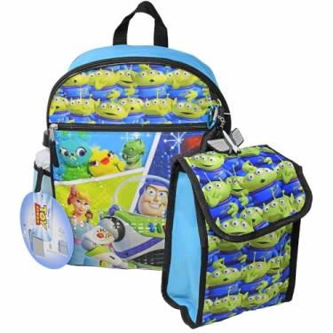 Imagem de Disney Mochila Buzz Lightyear 41 cm, conjunto de 5 peças com kit de almoço, garrafa, chaveiro e mosquetão