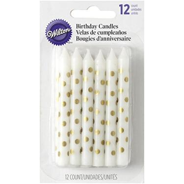 Imagem de Wilton Velas de aniversário Gold Dot, cera, multicoloridas, 1,6 x 7,32 x 12,7 cm