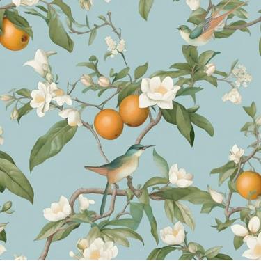 Imagem de Papel de parede Blue Bird Peel and Stick, vintage floral Fruit Contact Paper 44.5 cm x 1.000.0 cm, autoadesivo removível à prova d'água retro mural de parede papel de parede para quarto, paredes,