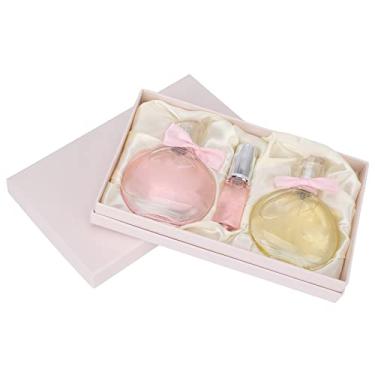 Imagem de OKJHFD Conjunto de perfume floral frutado elegante, conjunto de perfume feminino flor fragrância elegante spray de perfume de longa duração para mulher ouro rosa