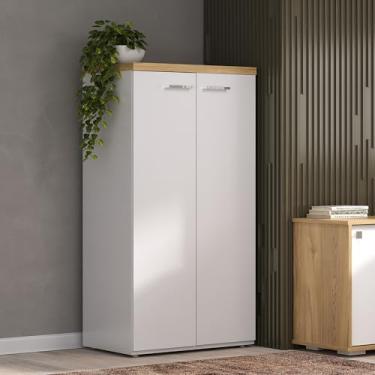 Imagem de Armário Organizador Multiuso para Escritório TOQ 2 Portas 1400 - Olmo/Branco