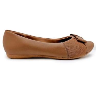 Imagem de Sapatilha Usaflex em Couro Laço com Tecido Indicado Joanete-Feminino