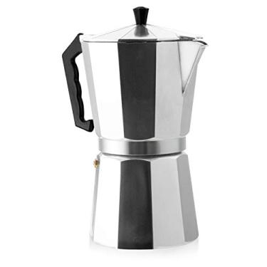 Imagem de Mimo Style Italiana Expresso Cafeteira de Aluminio com Alça para 12 Cafézinhos, Prata, 600 ml