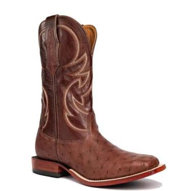 Imagem de Bota Texana Masculina Goyazes Avestruz Café 241503-Ac