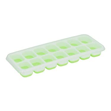 Imagem de Bandeja de Cubo de Gelo Flexível de Silicone Plástico Com Tampa Removível, Recipiente Empilhável para Coquetéis de Frutas, Vinho, Fundo de Liberação Fácil, Uísque, Picolés, (Verde)