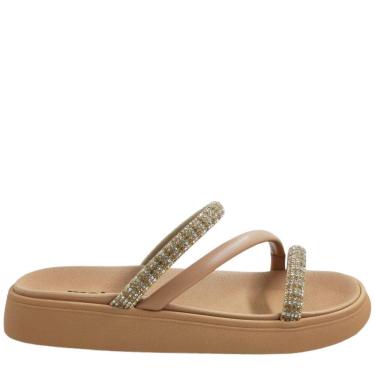 Imagem de Tamanco Feminino Flat Casual com Tiras Strass Moleca 5469.121