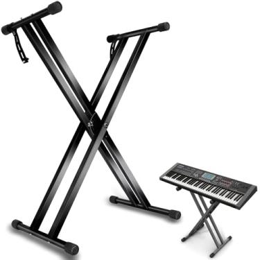 Imagem de Suporte para Teclado Musical Reamfit, Dobrável, Ajustável, Aço Inoxidável, Capacidade 2...
