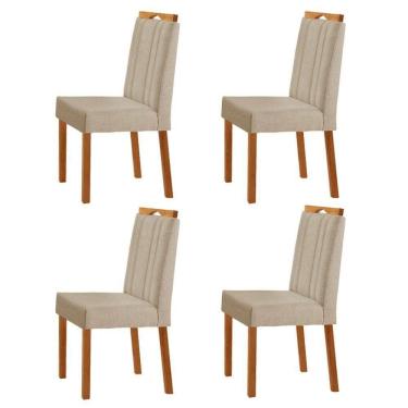 Imagem de Kit 4 Cadeiras ágata Com Puxador Móveis Minas Cor Linho Bege