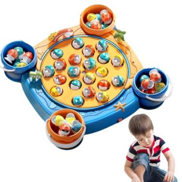 Imagem de Brinquedos educativos de pesca,Jogos educativos de pesca - Conjunto de pesca magnética infantil brinquedos educativos | Jogo de tabuleiro giratório para festa, jogos de pesca com habilidade motora par