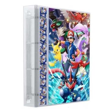 Imagem de Pasta Fichário Álbum Cristal Cartas Cards Pokémon Ash XY com 10 Folhas