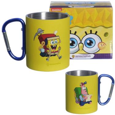 Imagem de Caneca Bob Esponja Aço Inox Com Mosquetão Oficial Nickelodeon