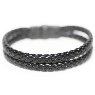 Imagem de Pulseira Couro Masculina Pulse - Black Edition - Vorax Acessórios, G -