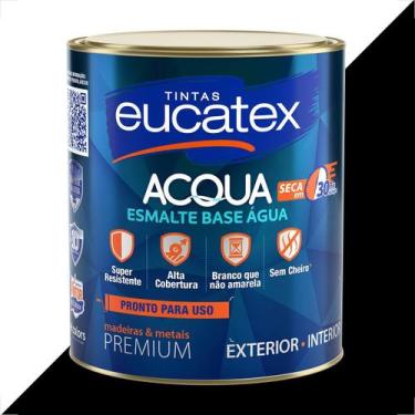 Imagem de Tinta esmalte sintetico eucatex 900ml base agua preto brilhante pronto