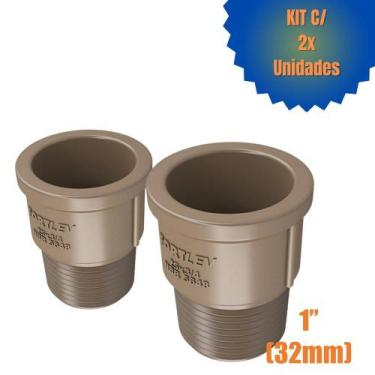 Imagem de Kit 2 Adaptador Curto Soldável Roscável PVC Marrom Água Fria De 1" 32 