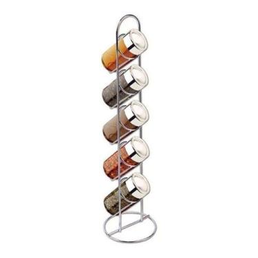 Imagem de Kit Porta Condimentos Tempero Metal 5 Potes Vidro Cozinha - 123util, P
