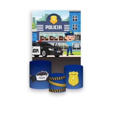 Imagem de Painel De Festa Vertical 1,50 x 2,20 + Trio De Capas Cilindro - Polici