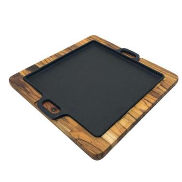 Imagem de Tábua Churrasco Porção Com Chapa Quadrada de Ferro Fundido - Fundição 