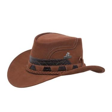 Imagem de Chapéu Masculino Country Americano Couro Legitimo Sertanejo Roça Boiad