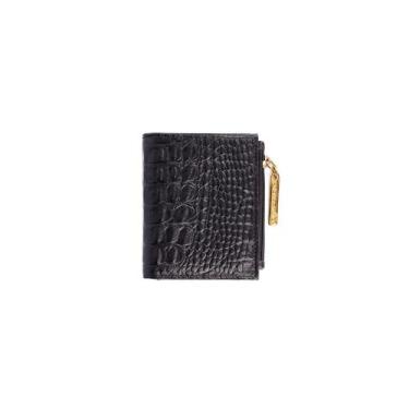 Imagem de Carteira pequena feminina de couro Lilian - Andrea Vinci, Preto