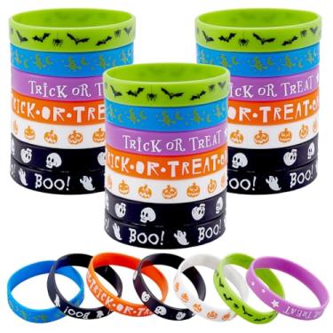 Imagem de CREATCABIN 28 pulseiras de silicone pulseiras de borracha de Halloween para adultos usando pulseira de colocação elástica para eventos, festas, clubes, jogos, concursos vocais, mulheres, homens, 6,1 x