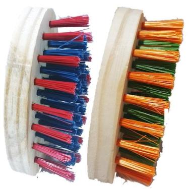 Imagem de Kit 2 Unidades ESCOVA Lavandeira OVAL Madeira Limpeza Geral Multiuso T