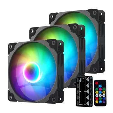 Imagem de Vetroo Ventiladores de Gabinete de Computador de 3 Pacotes Endereço de 120 Mm Rgb e Pwm Ventiladores de Resfriamento de Alto Desempenho com Hub de Controlador - Preto