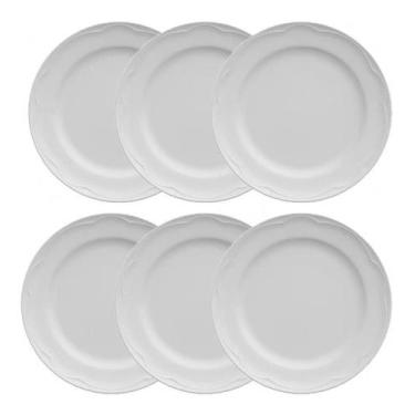 Imagem de Conjunto 6 Pratos Rasos Porcelana Relevo Cottage Germer Borda Fina - P