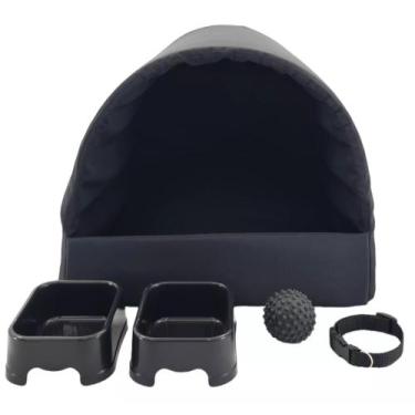 Imagem de Kit Cachorro Gato Cama Caminha Tunel Coleira Brinquedo Comedor Médio -