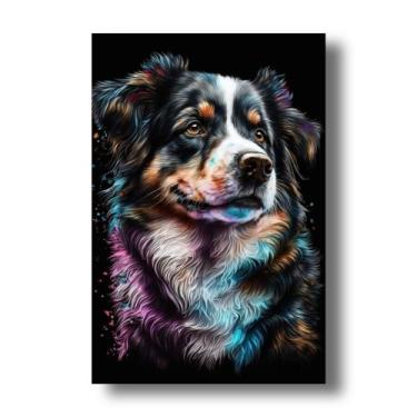 Imagem de Quadro Decorativo Cachorro Color Australiano Colorido Grande ou Pequen