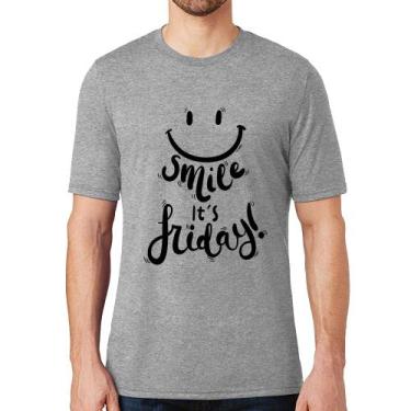 Imagem de Camiseta Smile, It's Friday! - Foca na Moda, Cinza, GGG