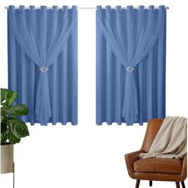 Imagem de Cortina Blackou PVC 2,00m X 1,80m Com Voil Azul - Ibitinga Decora