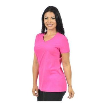 Imagem de Blusa Feminina Longa Decote V Lisa - Vesttuario, G, Rosa pink