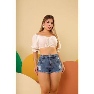 Imagem de Short jeans intermediário - Blue jeans , Lavagem marmorizado, 34,36,38