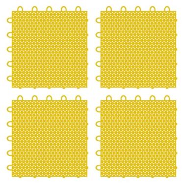Imagem de Deevoka 4 peças de telhas de gelo de terra seca tapetes de piso de hóquei placa de treinamento de hóquei, Amarelo