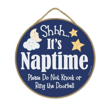 Imagem de Honey Dew Gifts, Shhh... It's Naptime, Please Do Not Knock or Ring the Doorbell, Door Signs for Home, Do Not Disturb, Do Not Ring Doorbell Sign, Front Door Round Decorations, 25.4 cm x 25.4 cm, 754564