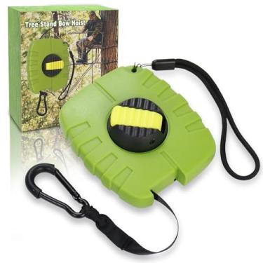 Imagem de Seaperk Grua de arco retrátil com suporte de árvore, corda de arco, equipamento de caça de arco, corda de bobina rápida e fácil para besta, arma, mochila, rifle, acessórios de caça de suporte de