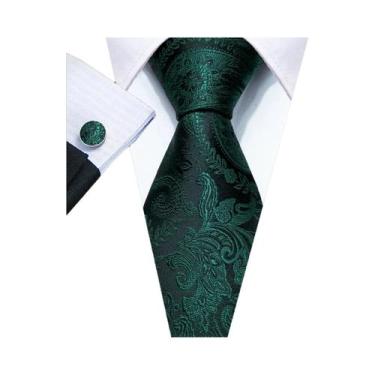 Imagem de Conjunto de Gravata e Abutões Masculinos - Verde Menta, Cerceta, Oliva