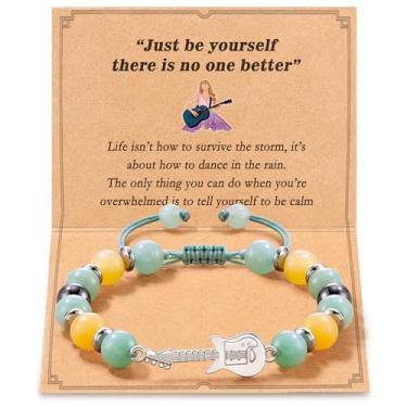 Imagem de Tarsus Pulseira de guitarra com citações, presente de aniversário, joias inspiradas, presentes para fãs, mulheres, amigas e adolescentes, average, Pedra, Sem Pedra Preciosa