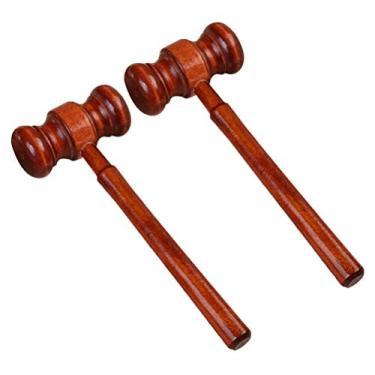 Imagem de 2 peças Gavels de madeira para juízes de leilão de tribunal de leilão martelos de madeira adereços de martelo de madeira acessórios de fantasia de juiz para advogados, acessórios de mesa e